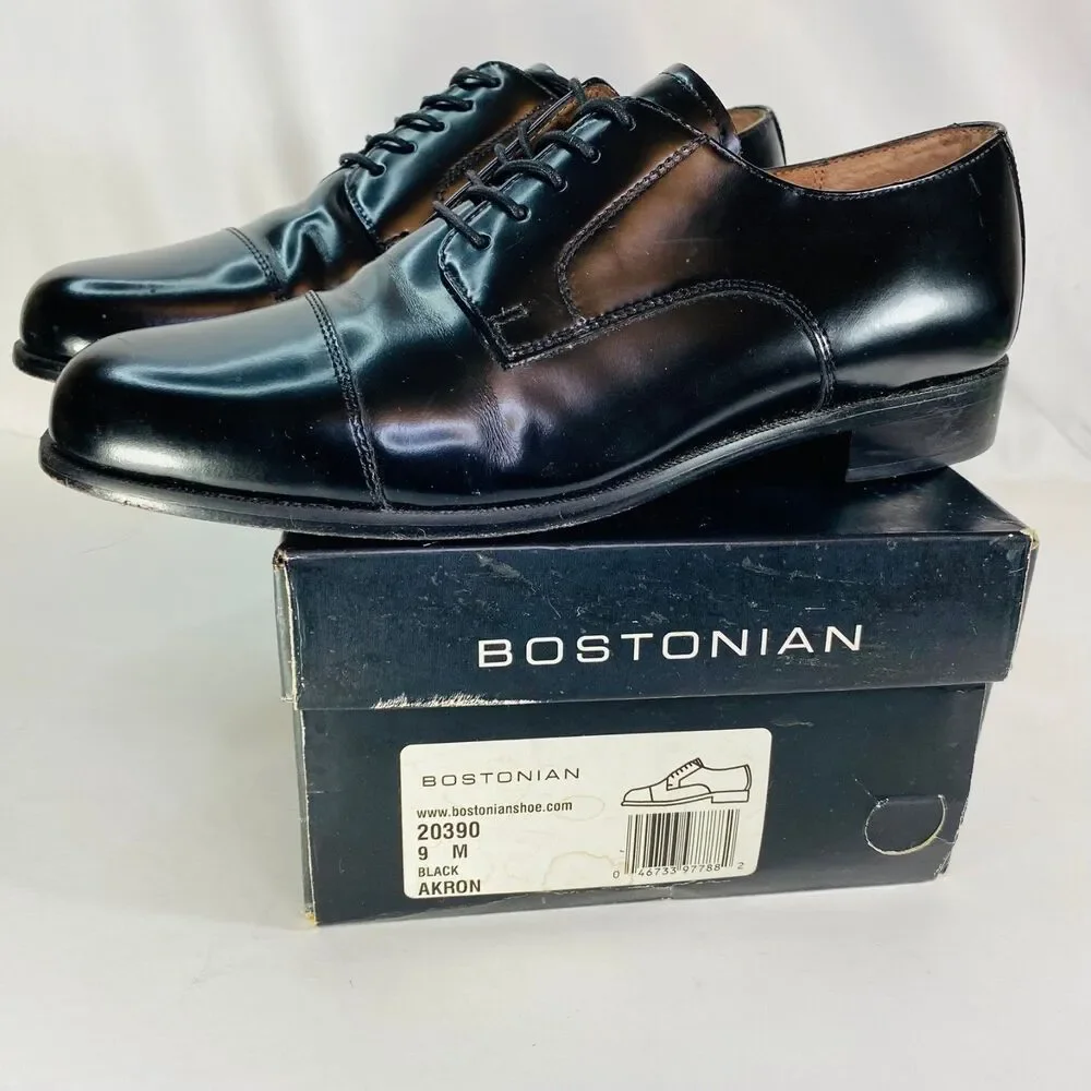 Bostonian Classics Black Cap Toe Oxford Dress Shoes 9M Original Box USA